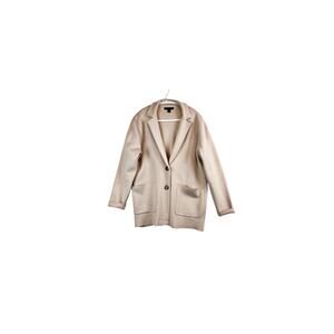 Ann Taylor Sweater Blazer Petite L LP Cream Button Front Business Casual Preppy